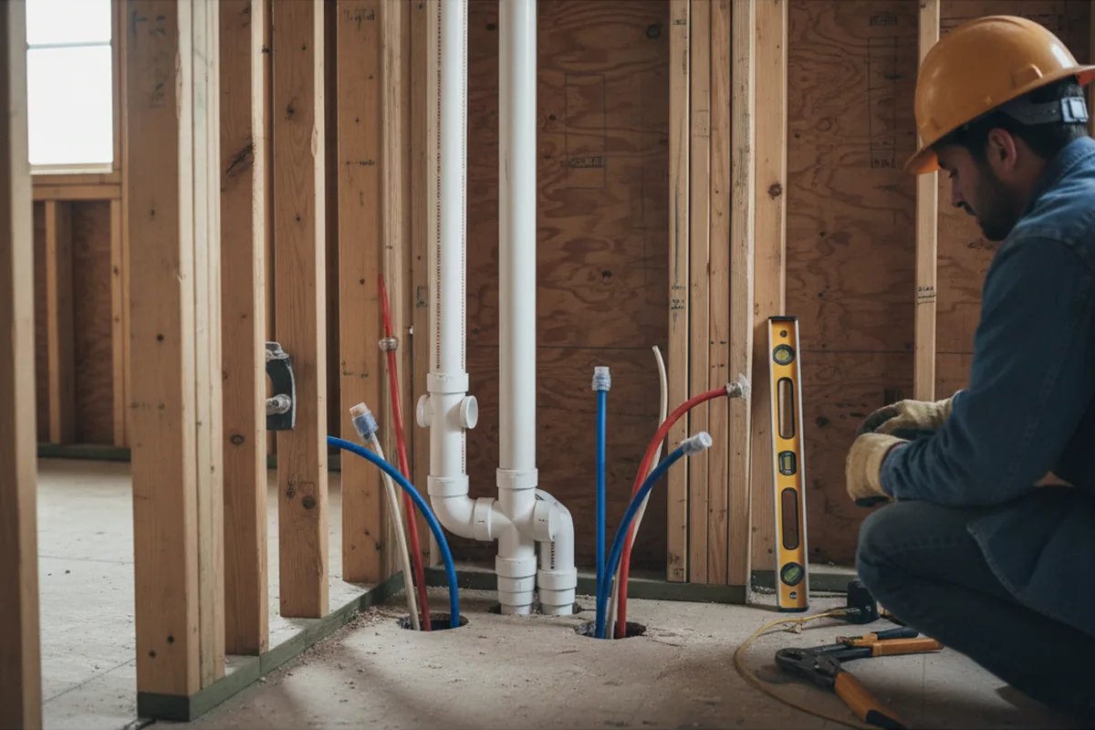 Drain and supply rough-in during Sump Pump Repair in Ida