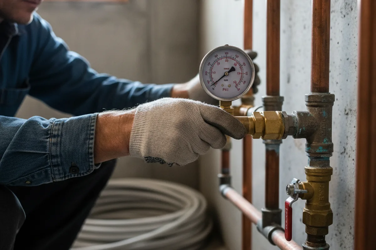 Pressure testing a repaired line during Water Line Repair in Ida